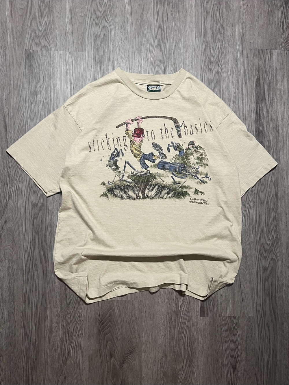 90s Northern Elements golf hockey comedy graphic single stitch vintage T-shirt L